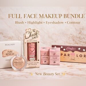 Full Face Makeup Bundle | Blush, Highlight, Contour Palette + 2 Eyeshadows |NEW